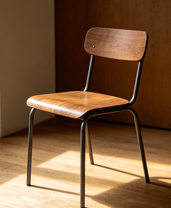 Industrial Metal Frame Wood Dining Chair