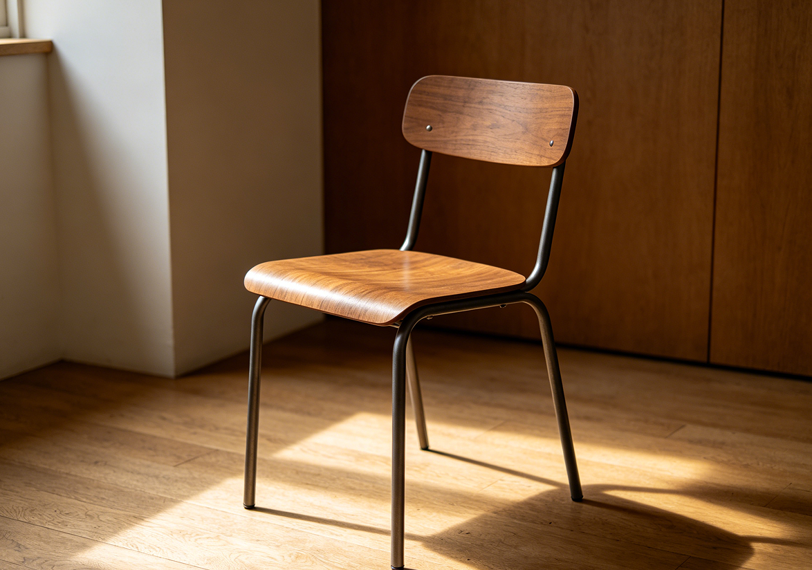 Industrial Metal Frame Wood Dining Chair